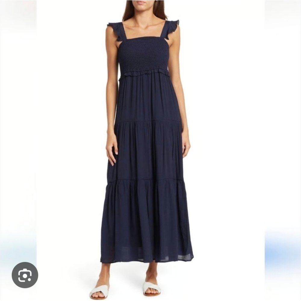 Nanette Lepore Navy Blue Smocked Tiered Ruffle - Size 6 New